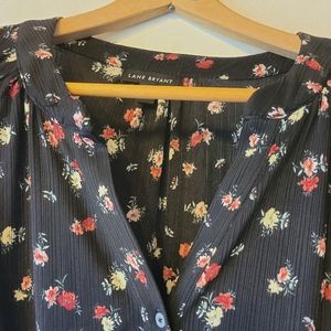 Lane Bryant 3/4 Sleeve Button Up Blouse Floral Print Size 14/16 Business Casual